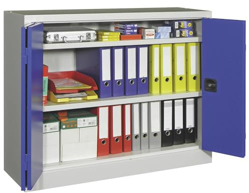Pavoy | Falttürenschrank | Höhe 1000 mm | Breite 1200 mm | Tiefe 600 mm | grau/blau