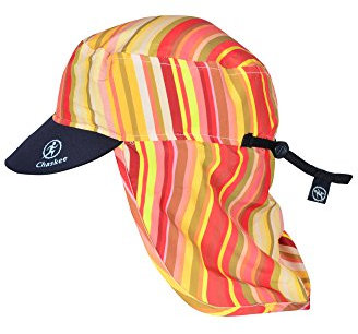 Chaskee Junior Sahara Stripes Kids Hat with Neck Protection, Neoprene Shield and Sun Protection 80, Yellow, standard size