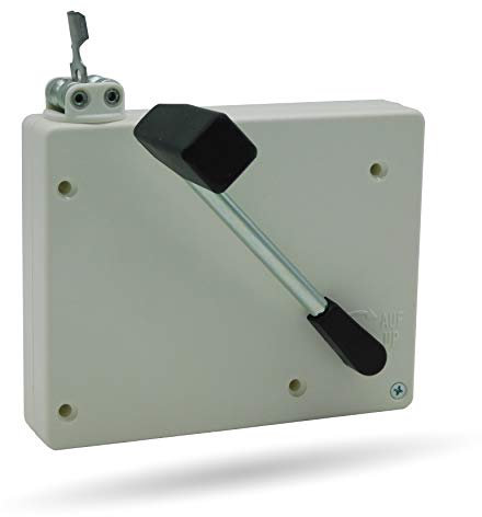 markiso® Getriebewickler mit Kurbel [Made in Germany] Rolladen Schnurwickler für Schnüre bis 4 mm Ø und 5 m Länge, langlebig, leicht zu montieren, inkl. Kurbel & Befestigungsmaterial