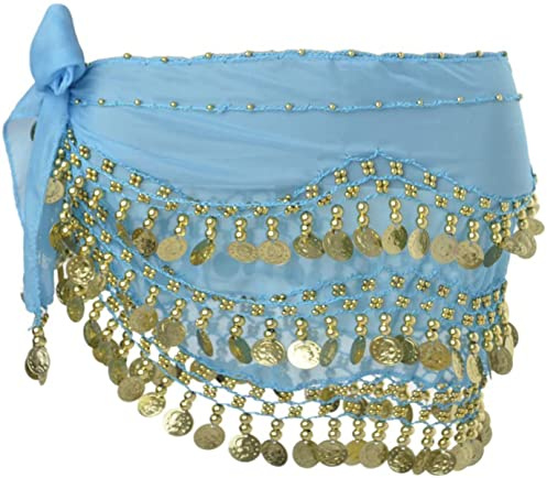 Morices Belly Dance Hip Scarf, Belly Dancing Skirt Hip Scarves with Dangling Gold Coins for Performance Costume Belly Dance Yoga Class