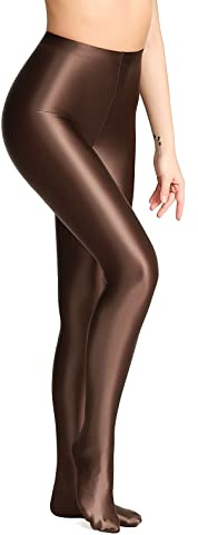 SOFSOT Plus Size Opaque Glossy Pantyhose Wet Look Footed Shiny Tights Pilates Yoga Pants High Waist Leggings