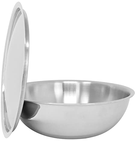 Stainless Steel Kadai with Lid Tri-ply Heavy Base Tasla Wok Without Handle Karahi Kadhai Deep Frying Pan Cooking Saute Stir Fry Pan Stainless Steel Serving Dish (28cm)