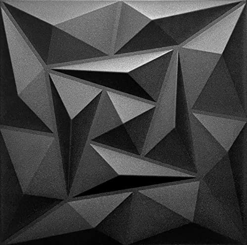Eurodeco 3D Wandpaneele - 3D Wandverkleidung Paneele - Dekoren Deckenpaneele - Wanddeko Platten - Wandtattoos aus Polystyrol XPS Styropor - 50 x 50 cm, 3 mm Stärke, Schwarz Quarz, 80 Stück (20m²)