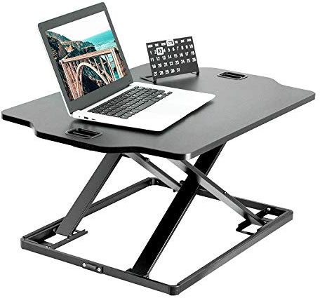Black Height Adjustable 27 Inch Standing Desk Converter Sit Stand Tabletop Monitor and Laptop Riser Workstation Office Bedroom Computer Desk