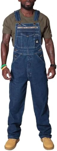 MANGGUO Salopette en Jean pour Homme Coupe Décontractée Combinaison de Travail avec Bretelles Réglables et Plusieurs Poches à Outils,Bleu (FR/ES, Alpha/lettres, 3TG, Taille normale, Taille normale)