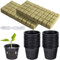 61 Stück Hydrokultur Pflanzen Net Kit - 20 Stück 3inch(8cm)-Topfbecher mit geschlitztem Netz, 21Stück Steinwolle Anzucht, 20 Stück Artikel Selbstbewässernde Dochtschnur aus Baumwolle für Hydrokultur