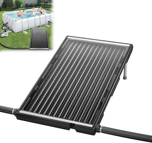 Froadp Lot de 2 panneaux solaires de piscine - 111 x 66 cm - Panneau solaire - Raccord de 50 mm de diamètre - Panneau droit - Kit complet pour eau chaude, piscine, douche de jardin, piscine - Noir