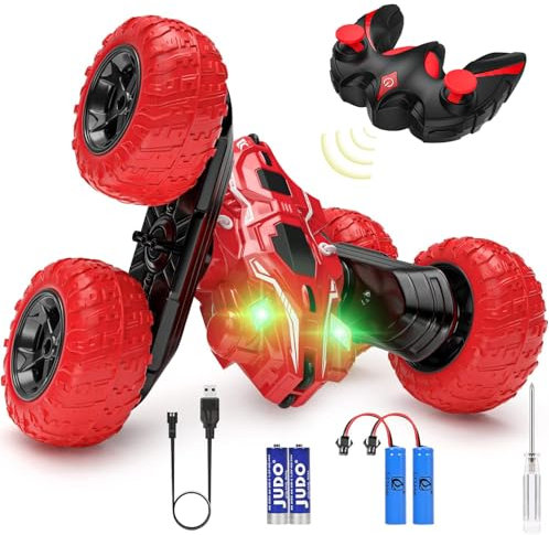 Ferngesteuertes Auto, 4WD 2.4 Ghz RC Stunt Crawler mit LED Licht, 360°drehbare Drift RC Auto für Innenräume, Außenbereiche, Rasenflächen, Spielzeug Geschenke für 6+ Jahre alte Jungen Kinder Mädchen
