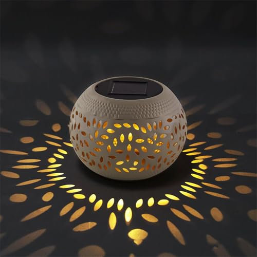 Vnnigmn Lampada da tavolo solare per giardino esterno, impermeabile, a energia solare, in metallo, lampada decorativa per scrivania, patio, giardino, vialetto
