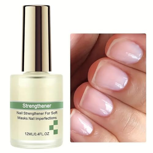 DMQ Nail Strengthener, Extra Strong Nail Strengthener Polish for Weak & Damaged Nails, Nail Hardener Serum for Nail, 3-in-1 Nail Serum for Brittle or Cracked Nails