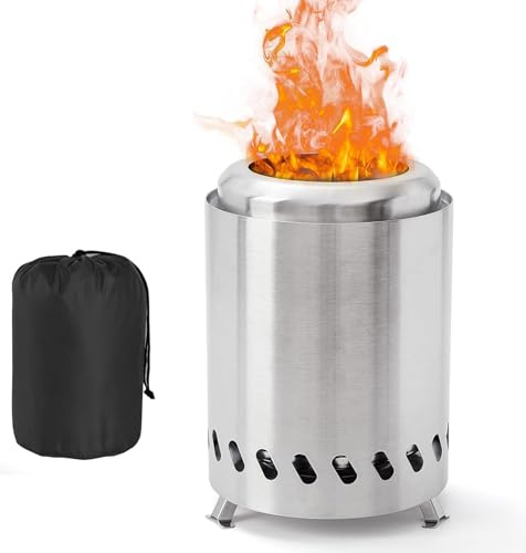 JurciCat Mini Braciere Senza Fumo Braciere Piccolo Fornello Da Campeggio Per Esterni In Acciaio Inossidabile Braciere Portatile Per Legna (14 cm ⊘* 20 cm H)