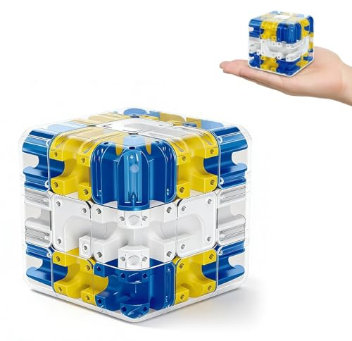 Vordpe Cubo Labirinto 3d, Puzzle Con Palline Rotolanti, Gioco Di Pensiero Con Palline Labirinto Complesso, Giocattolo Cubo Di Rubik, Giocattolo Didattico Interattivo Per Bambini Adulti (Blu)