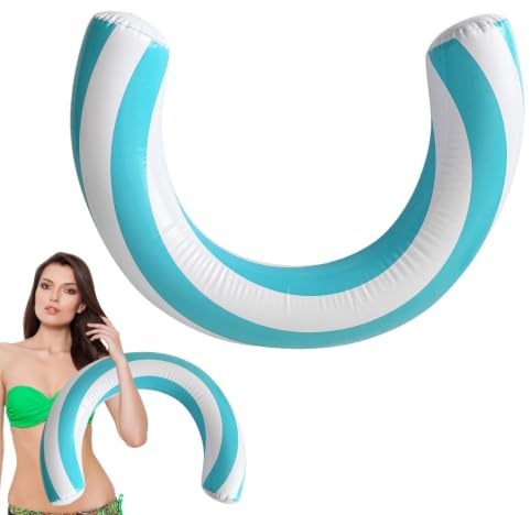 Uppblåsbar poolnudel av PVC Storlek 76 x 61 cm randiga marens vattenlekar | Böjd poolnudel flyter För avkoppling vid sjön, vattenfester, festliga sammankomster och