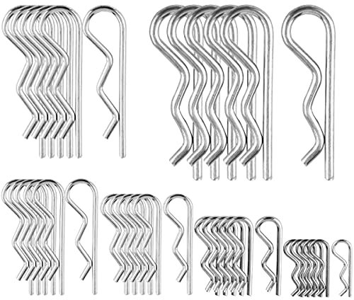 Splinte, Sortimentskit, R-Clips, Splinte, Edelstahl, Sicherungsfeder, Splinte, für den Einsatz auf Anhängerkupplungsstiften, Verriegelungssystemen, robust, verzinkt, 36 Stück