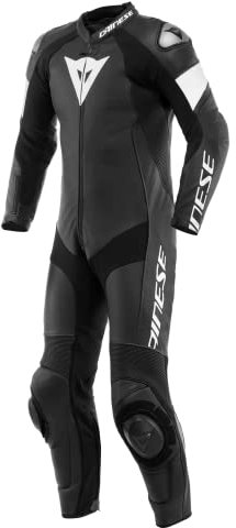 Dainese Tosa 1-Teiler Perforierte Motorrad Lederkombi (Black/White,52)