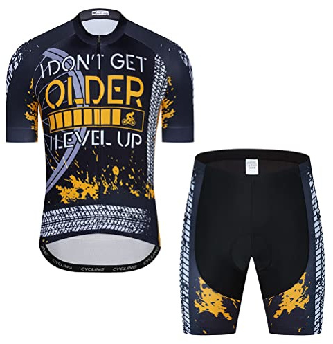 bike tire Men Cycling Jersey Set Cycle Short Sleeve Shirt and 3D Cushion Shorts Padded Suit Biking Top L