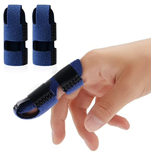 Echify Upgraded Finger Splints - 2Pcs Full Coverage Finger Protector Mallet Finger Support Brace Trigger Finger Splint Finger Straightener for Arthritis & Broken Knuckle Immobilization
