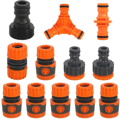 Kit de Raccordement D'arrosage 12 Pcs - Raccords Rapides, Accessoires Double Fiche Y, Rallonge 1/2 - Tuyau 2 en 1