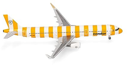 Herpa Modellflugzeug Condor Airbus A321 “Sunshine” – D-AIAD, Miniatur im Maßstab 1:200, Sammlerstück, Modell ohne Standfuß, Metall