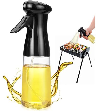 LIDOUK 200ml Oil Spray Bottle, Olive Oil Sprayer for Cooking with Brush, Vinegar Olive Oil Mister for Kitchen, Suitable for Air Fryer, BBQ, Baking, Salad