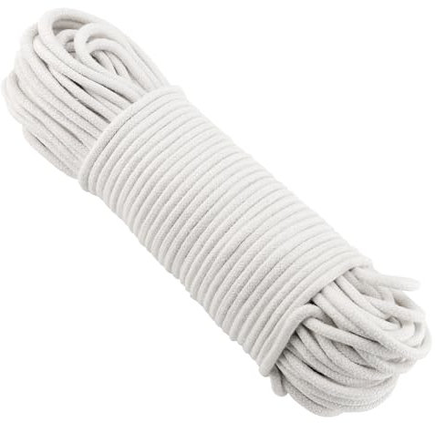 MANCHAP Cuerda de algodón Blanco de 6 mm x 100 m, cordón de algodón macramé de 328 pies, Cuerda Trenzada Blanca Natural para Manualidades, Decoraciones, Colgar en la Pared