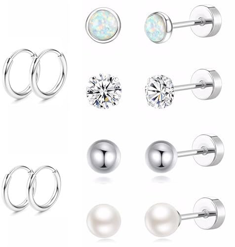 Roinaid 6 Paare Titan Ohrringe Damen Medizinische Ohrstecker Ohrstecker Chirurgenstahl Chirurgenstahl gesundheitsstecker Medizinische Ohrringe Titan für Frauen Mädchen