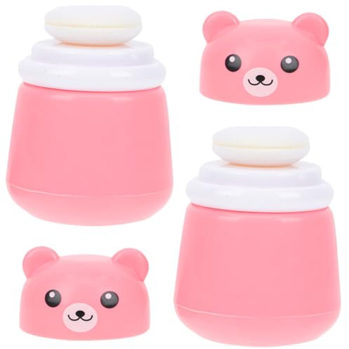 Baluue 2St Box für Körperpuder Körperpuderquaste und Reisebehälter für Toilettenartikel Reise-Make-up-Behälter babykopfkissen kopfkissen Cartoon-Puderquaste-Etui Talkumpuder Abs Rosa