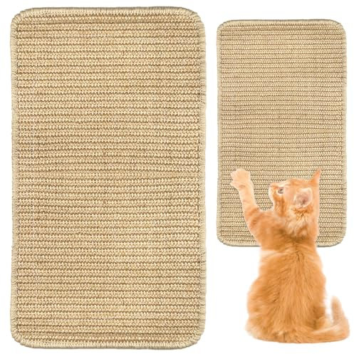 Sisal Teppich Katzen Kratzteppich, Kratzkissen Boden rutschfest, Wand Kratzbrett Kratzmatte, Kratzmatte Katze, Schleifkrallen Katzenkratzmatte, Selbstklebend Katzenboden Kratzpad für Schützt Sofas