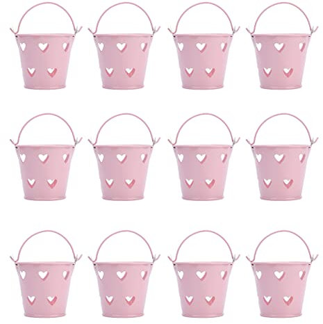 Mini Seau en Métal en Forme de Cœur avec Poignée Creuse pour Bonbons, Fleurs, Cosmétiques, Seau en Fer pour Décoration de Jardin, Fête à la Maison