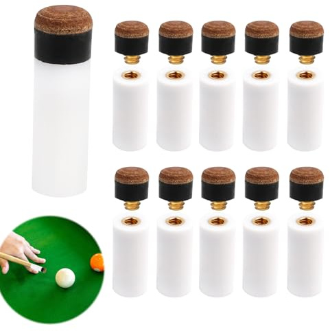 SopwMap 10 Piezas Puntas de Taco de Billar, Repuesto de Puntas para Tacos de Billar de 10mm y Virolas Blancas, Tacos de Billar Accesorios para Jugadores de Billar en Clubes y Competencias