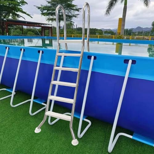 AIBOTY Escalera de Piscina de 5 escalones para Piscina sobre el Suelo escaleras de Piscina con Marco de Acero Inoxidable engrosadas para Piscina Inflable para Piscinas de Altura de Pared de 62