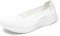 TIOSEBON Womens Slip On Loafers Lightweight Low-Top Flat Breathable Casual Mesh Walking Shoes 3 UK All White