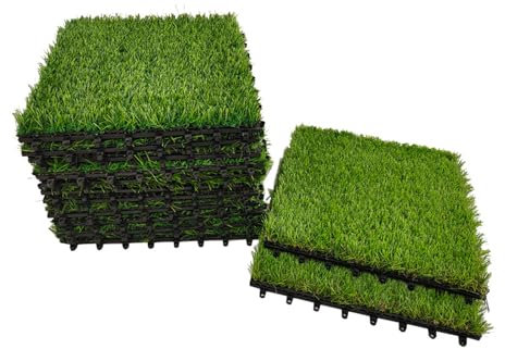 FOELANNE Suelo exterior, Césped Artificial Verde(9PCS)