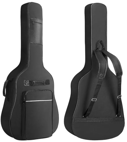 LETSROCK 39 40 41 Inch Acoustic Guitar Case with 0.5 Inch Water Resistent Thick Padding Adjustable Shoulder Strap Guitar Case Gig Bag with Back Hanger Loop