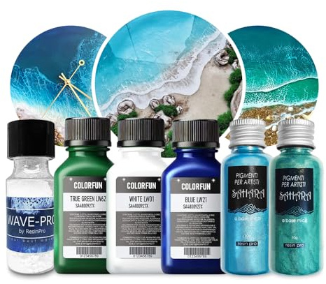 ResinPro® Ocean Epoxy Resin Kit | 110ml Professional Pigments for Resin Art, Ocean Waves & Beach Effects | High-Gloss, UV-Resistant, Non-Toxic