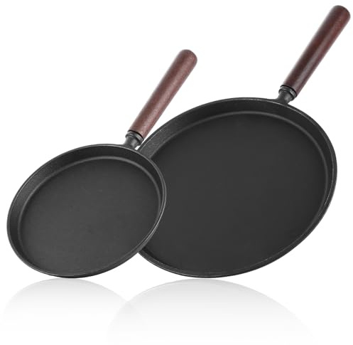 LDXDRU 2PCS Pancake Pan, Crepe Pan with Removable Handle, 20 and 26cm