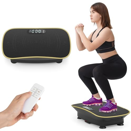 COSTWAY Plataforma Vibración Muscular, Plataforma Vibratoria con 10 Intensidades de Velocidades, Control Remoto, Pantalla LED, Placa Vibratoria para Ejercicios de Cuerpo Completo (Negro)