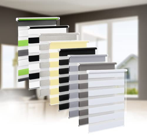 Eurohome Doppelrollo Klemmfix ohne Bohren, Duo Rollo,80cm x 150cm (Stoffbreite 76 cm) Weiß Transparentes und undurchsichtiges Sichtschutz Rollo mit Klemmträgern für Fenster und Türen