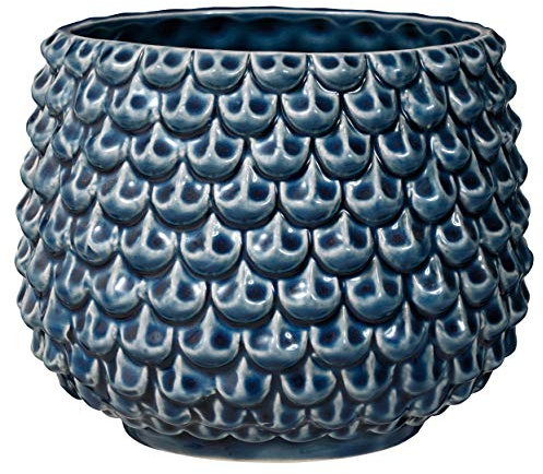 Bloomingville Pot de Fleur Pinecone - Pots de Fleurs décoratifs Couleur pour intérieur Style rétro créatif L (16,5 cm ø), Couleur pétrole, Céramique