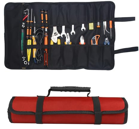 TopHomer Borsa Porta Attrezzi Lavoro Borsa Attrezzi con 22 Tasche TessutoOxford600D Arrotolabile Borsa Porta Attrezzi Portatile Porta Utensili Vuota Piccola ToolBag per moto elettricista SenzaAttrezzi