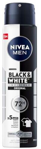 NIVEA MEN Spray Antitraspirante originale invisibile 48H nero e bianco da uomo 5x250 ml