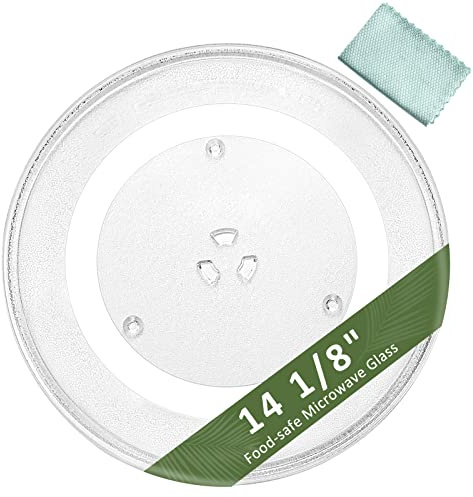 DE74-20002B WB49X10063 14 1/8 Microwave Plate Replacement for G-E S-amsung, Microwave Glass Turntable Plate Replace W11402532 W10132127, Heat Resistant & Durable by Fetechmate- Dishwasher Safe