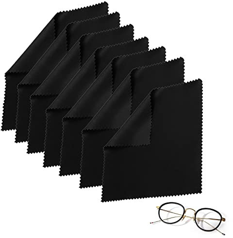 Yoezuo 7 Stück Brillenputztuch, 18 x 15cm Mikrofasertuch Brillenputztücher Mikrofaser Reinigungstücher für Brillen, Bildschirme, Tabletten, Handy, Kamera (Schwarz)