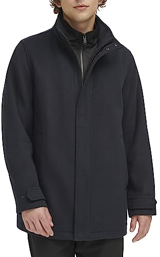 Dockers Men's Wool Melton Two Pocket Full Length Duffle Coat, Navy, Large