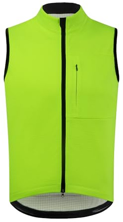 RISESBIK Men's Thermal Fleece Cycling Vest Windproof Waterproof Outerwear Cycling Jersey Bike Gilet Sleeveless Bicycle Jacket (Green, M)