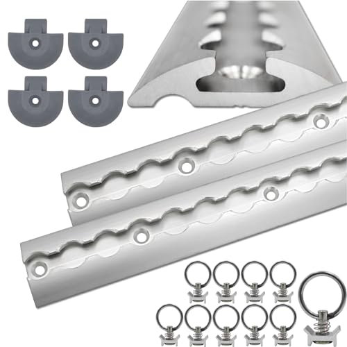 LABT Airlineschiene 2 x 2 Meter im Set | Alu Airlineschienen | halbrund | Zurrschienen | für Anhänger, Wohnmobil, PKW, LKW | Zurrschiene im Set mit Endkappen und Fittingen