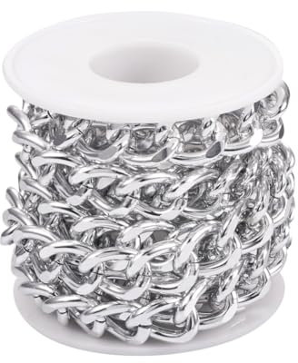 Boutigem Catene a maglia barbazzale in alluminio, non saldate, intrecciate, 2 m, 17 x 13 x 3 mm, per la creazione di gioielli fai da te