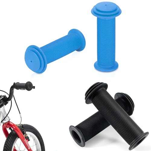 YanBous 4 Puños de Bicicleta - Mangos para Manillar de 22mm con Protección contra Impactos, Seguros & Robustos, 105mm, para Patinete, Bicicleta de Equilibrio & Bicicleta (Negro y Azul)