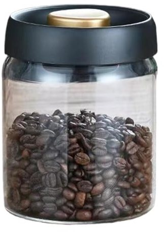 Tarro de vidrio hermético, tarro de almacenamiento de café, latas de café, latas de almacenamiento de vidrio herméticas, tarro de almacenamiento de alimentos al vacío, recipiente de almacenamiento de
