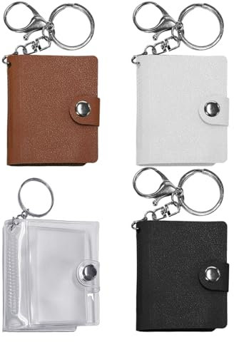 CHROMACRAFT Portachiavi Mini Album Fotografico 4 Pezzi, Portachiavi Personalizzato, Portachiavi Tascabile, Album Fotografico Portatile, Regalo per Famiglia E Coppie